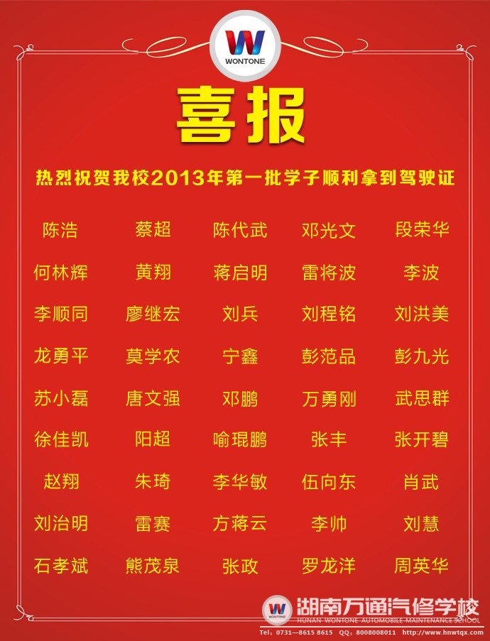 湖南萬通2013年第一批學(xué)子順利考取駕駛證