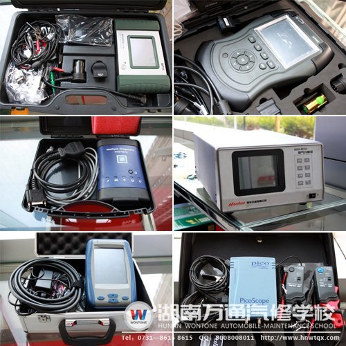 湖南萬通引入的廢氣分析儀、美國通用公司專用解碼器、汽車專用示波器等先進實訓設(shè)備